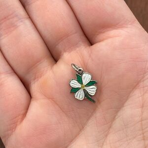 Vintage BMCo 925 Sterling Silver Dogwood Flower Pendant Bracelet Charm